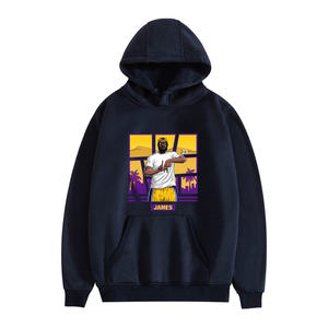 Sweat à capuche pour hommes hip-hop de haute qualité sweat à capuche surdimensionné pull-over brodé imprimé personnalisé vente en gros - Product Image 1