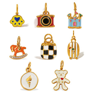 Colgante de Caballo Balancín Estilo Castillo Europeo de Acero Inoxidable, Accesorios de Joyería DIY, Regalo Unisex, Dijes con Patrón de Dibujos Animados - Product Image 5