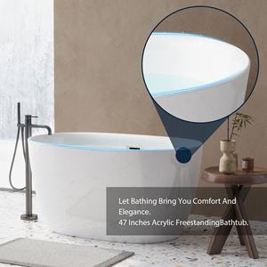 Vasca da Bagno Moderna Autoportante in Acrilico Puro Personalizzata per Immersione in Bianco Lucido - Product Image 6