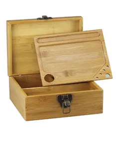 ชุดกล่องเก็บของไม้ไผ่,ชุดรวมกล่องซ่อนพร้อมเครื่องบดสมุนไพรโหลถาดกลิ้งกล่องเก็บของไม้ไผ่