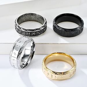 Vier Kleuren Roestvrij Staal Norse Viking Ringen Retro Viking Sieraden Runen Letters Ringen Mode Heren Sieraden - Product Image 5