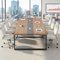 Table de réunion de bureau moderne et spacieuse avec pieds en aluminium et plateau en MDF pour usage professionnel et commercial - Durable, stable et écologique
