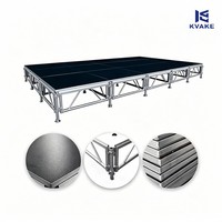 Plateforme de scène modulaire pliable en verre, podium portable transparent en alliage d'aluminium léger pour événements, concerts et mariages