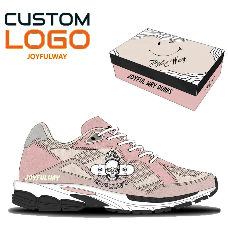 Sepatu olahraga kustom wanita dan wanita pink sepatu kustom uniseks sepatu atletik lari sneakers dengan Logo merk