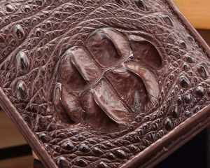 Nouveaux portefeuilles en cuir de crocodile véritable de luxe pour hommes RFID bloquant les porte-cartes Type de fermeture ouverte Alligator de courte longueur - Product Image 4