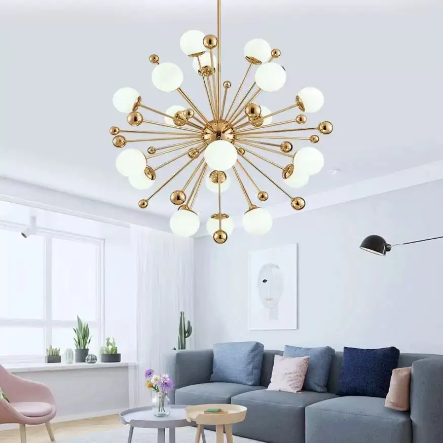 Hot Sale Bedroom Living Room Luxury Quality Iron Led Light Crystal chandelier firework modern Sputnik Chandelier Pendant