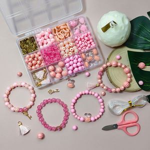 Chaîne de téléphone portable DIY style girly, perles roses, fabrication de bracelets - Product Image 1