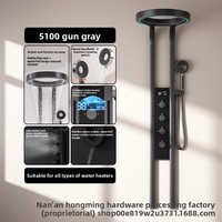 Paroi de douche cascade extra-large de luxe avec LED, ensemble de douche mural noir à pression accrue pour salle de bain