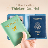 Logo personnalisé Vente en gros Porte-passeport et étiquette de bagage en cuir PU Ensemble