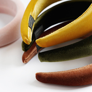 ゴールドベルベットベルベットスポンジヘッドバンド秋冬厚手フランネルブラックヘッドバンド女性用 - Product Image 3