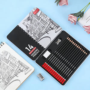 Ensemble de crayons à dessin professionnels pour artistes, crayons à fusain pour débutants, crayons à dessin 6H-12B dans une boîte en fer - Product Image 1