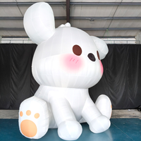 Mascotte gonflable géante personnalisée de dessin animé, chiot blanc de 4 m, en tissu Oxford imperméable, avec ventilateur intégré, résistante au soleil, pour la publicité de Pâques