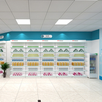 Étagère de présentation minimaliste en métal écologique pour pharmacie avec éclairage LED, étagères réglables, montage facile pour un design optimal