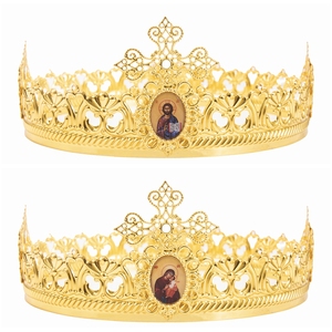 Set di 2 <span class=keywords><strong>Corone</strong></span> Reali in Cristallo Rosso con Strass, Tiara per Uomo e Donna, Accessorio per Costume <span class=keywords><strong>da</strong></span> <span class=keywords><strong>Re</strong></span> e Regina, per Matrimoni e Feste di Compleanno - Product Image 2