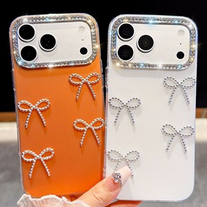 เคสโทรศัพท์มือถือแบบหรูหรา ประดับกลิตเตอร์วิบวับ คริสตัล สำหรับ iPhone 18 17 16 15 14 13 Pro Max Plus  ฝาหลังใสแบบนิ่ม ประดับโบว์ 3 มิติ - Product Image 4