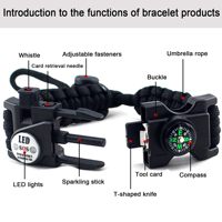 Bracelet de survie multifonctionnel réglable en paracorde verte tactique pour la randonnée, le camping, la pêche et la chasse