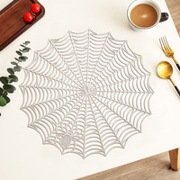 Set de table rond en PVC toile d'araignée Halloween, découpé ajouré, résistant à la chaleur et imperméable, pour décoration de table de fête d'Halloween