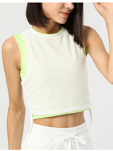 Aoyema-Débardeur de sport en maille respirante de couleur contrastée, débardeur de course à séchage rapide pour femmes - Product Image 5