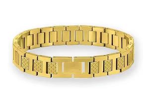 สร้อยข้อมือสแตนเลสแฟชั่นสำหรับผู้ชายและผู้หญิง สายปรับได้ หรูหราเบาๆ เคลือบทอง 18K ขายดี - Product Image 3