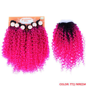 Noble Romance-mechones de pelo ondulado para mujer, fibra resistente al calor, 16-20 pulgadas, rizado sintético, <span class=keywords><strong>Afro</strong></span>, extensión de cabello rizado - Product Image 4