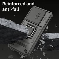 Étui de téléphone de luxe PC+TPU avec fenêtre coulissante, anneau magnétique, béquille et support de voiture pour iPhone 14 Pro 5G, Redmi Note 12 Pro et série 15