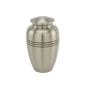 Brass Cremation Urn Designed With Three Black Bands Premium Pure Adult Human Ashes Urn Long Lasting Quality Burial Ashes Casket