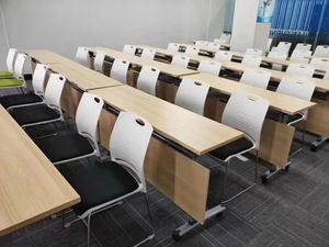 Yazhi <span class=keywords><strong>2020</strong></span> Foshan pliable mode pas cher prix noir couvercle en plastique siège bureau formation chaise avec siège en tissu - Product Image 5