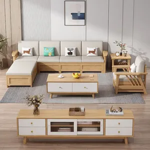थोक फर्नीचर फैब्रिक आधुनिक सोफा बेड एल आकार का सोफा कॉफी टेबल के साथ ट्रॉपिकल होम फर्नीचर लिविंग रूम बेडरूम सेट