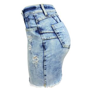 Falda vaquera de cintura alta para mujer, diseño casual vintage con patchwork, gran oferta, personalización OEM, nuevos jeans de cintura baja para otoño - Product Image 3
