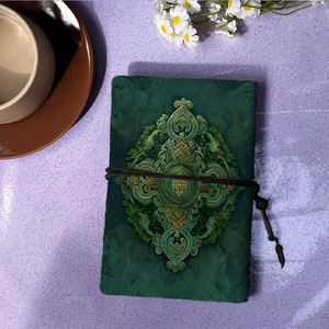 A6 Cuaderno Vintage hecho a mano con cierre de corbata Papel extraíble Regalo de <span class=keywords><strong>cumpleaños</strong></span> perfecto para el amigo del primo con verde adornado- - Product Image 3