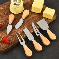 Nouvel ensemble de mini-couteaux à fromage en acier inoxydable avec manche en bois de qualité supérieure pour plateau de charcuterie, couteau à fromage exquis, fourchette à fromage