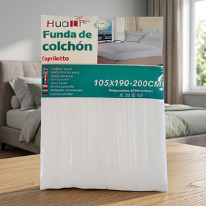 Cubrecama y Protector de Colchón de Poliéster HuaI, 105x190-200cm, Blanco a Rayas, Lavable - Product Image 3