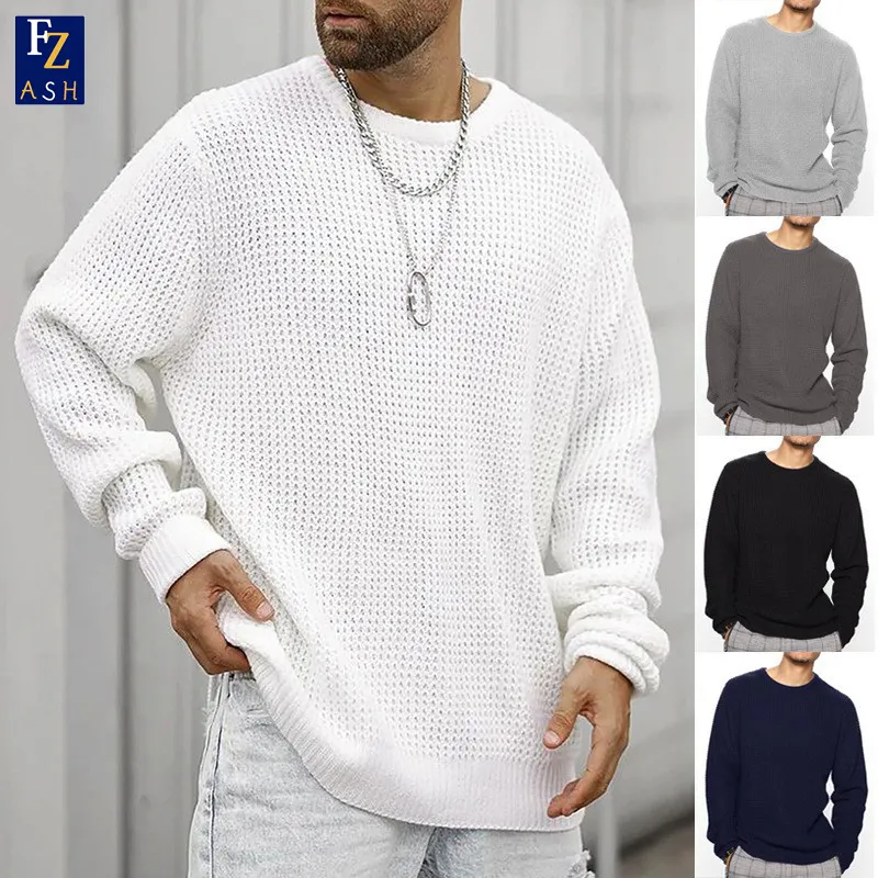 Wholesale in stock 2023 new men's long-sleeved round neck casual men's sweater loose men coats sweaters