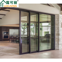 Lukliving ascenseur de balcon et porte coulissante en verre double verre robuste double fermeture en douceur porte coulissante à bas prix
