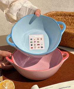 Bol à double anse en céramique avec bordure, design moderne et minimaliste, idéal <span class=keywords><strong>pour</strong></span> la rentrée scolaire, les pique-niques, la vaisselle, la <span class=keywords><strong>salade</strong></span>, le riz, les nouilles instantanées - Product Image 1