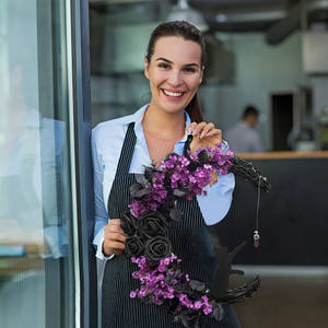 Couronne <span class=keywords><strong>de</strong></span> chat Nouvelle <span class=keywords><strong>Lune</strong></span> à suspendre à <span class=keywords><strong>la</strong></span> porte, plante artificielle pour Halloween, décoration murale pour <span class=keywords><strong>la</strong></span> maison - Product Image 3