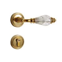 Poignée de porte intérieure en cristal doré français, système de serrure silencieuse pour chambre, levier d'entrée symétrique, ensemble de barres de traction et systèmes d'assemblage
