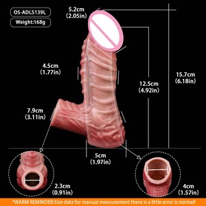 Anneau pénien en silicone FAAK avec gland et veines réalistes, manchon d'extension pour pénis, retardateur d'éjaculation, vente en gros OEM ODM, jouets sexuels pour hommes - Product Image 2