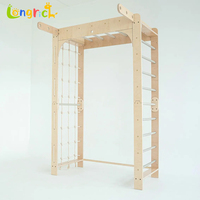 Ensemble d'escalade intérieur multifonctionnel Montessori en bois massif avec échelle suédoise active, anneaux de gymnastique et mur d'escalade