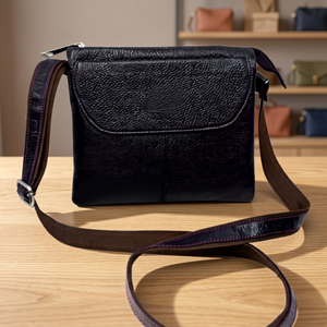 Sac à main décontracté pour femme en cuir véritable léger et durable avec longue sangle réglable, capacité 3L+, fermeture éclair étanche - Product Image 1