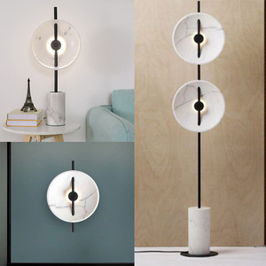 Lampade da Terra Moderne di Design con Paralume Rotondo in Metallo e Vetro, <span class=keywords><strong>Base</strong></span> in Marmo - Product Image 6
