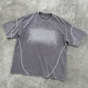 Camiseta Oversize de Algodón 100% con Hombros Caídos, Diseño de Diseñador, Estilo Urbano, Bordada, Corte Holgado, Fabricante de Camisetas con Acabado Ácido - Product Image 1