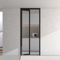Porte PT en verre trempé avec cadre en alliage d'aluminium - Design moderne, isolation acoustique, facile à nettoyer, pour salon, hôtel