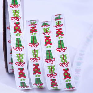 Ruban de <span class=keywords><strong>satin</strong></span> de flocon de neige de Noël personnalisé avec impression ruban imprimé à grain brut à bord tissé - Product Image 2