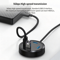 Adaptateur Hub USB Rond 4 Ports USB2.0/USB3.0 5Gbps Haute Vitesse Répartiteur Câble 1,2m pour Ordinateur Portable PC Bureau Maison En Stock