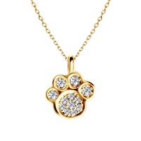 Collier pendentif Gemnel en laiton plaqué or 14 carats et zircon, motif patte de chat ou de chien, tendance, pour femme