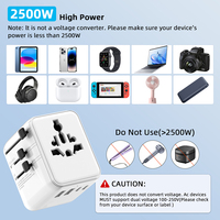 Adaptador de Enchufe Internacional Compacto 2AC, Enchufe Pequeño, Cargador de Viaje Universal con 3 Puertos USB y Tipo-C