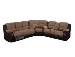 现代大象皮肤超细纤维和人造革截面角沙发与躺椅