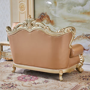 Stile europeo di alto lusso in legno massello vera pelle divano Set <span class=keywords><strong>Champagne</strong></span> oro 123 sedile per casa Villa soggiorno mobili - Product Image 6