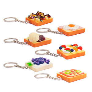 Hot Sale Simulated Open Sandwich Keychains Realistic Plastic Dessert Food Key Chains for Display Art Craft Props <b>Cute</b> Funny Gift - Product Image 1